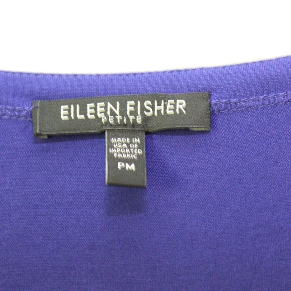 Eileen Fisher Scoop Neck Stretch Asymmetric Dress Purple PM Petite Med H13284 - Picture 5 of 11